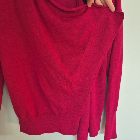 GAP Women's Feminine Raspberry Wool-Blend Open-Front Drape Cardigan Size Small - Picture 3 of 7